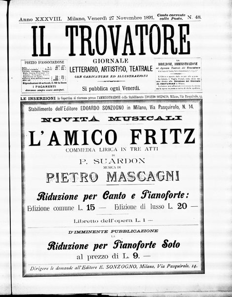 Il trovatore : giornale letterario, artistico, teatrale