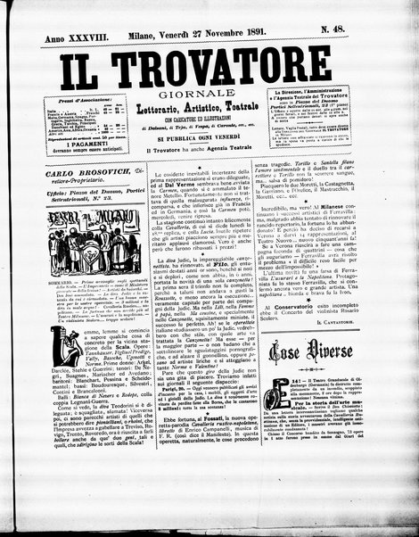 Il trovatore : giornale letterario, artistico, teatrale