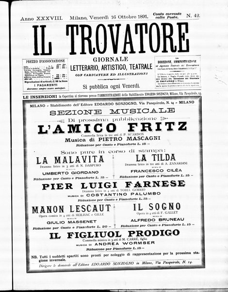 Il trovatore : giornale letterario, artistico, teatrale