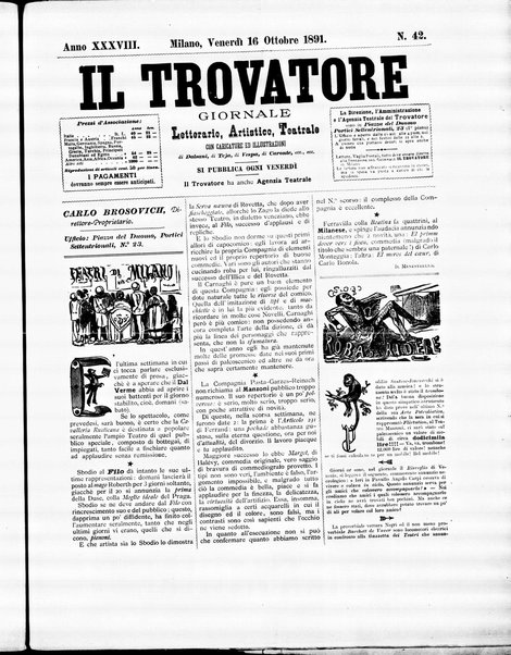 Il trovatore : giornale letterario, artistico, teatrale