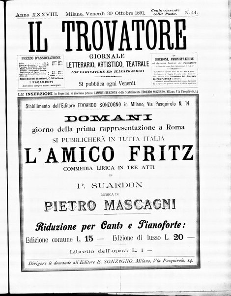 Il trovatore : giornale letterario, artistico, teatrale