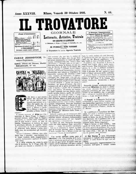 Il trovatore : giornale letterario, artistico, teatrale