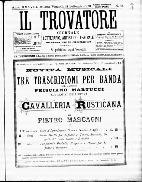 Il trovatore : giornale letterario, artistico, teatrale