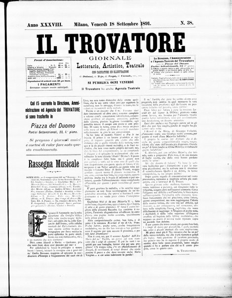 Il trovatore : giornale letterario, artistico, teatrale