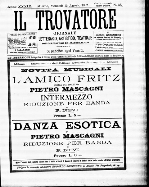 Il trovatore : giornale letterario, artistico, teatrale