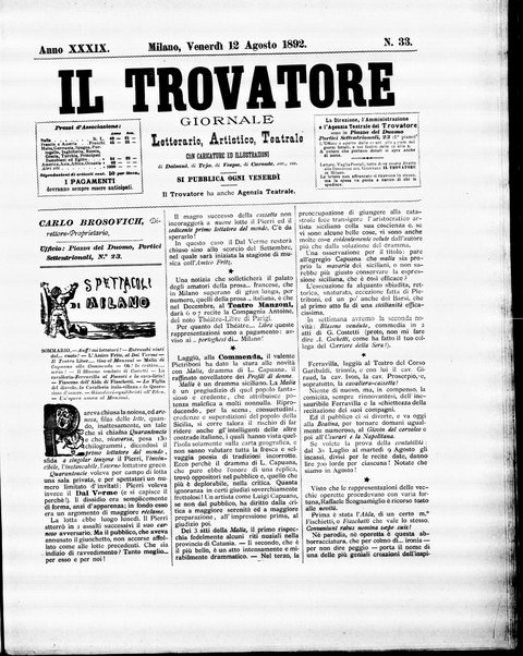 Il trovatore : giornale letterario, artistico, teatrale