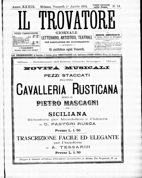 Il trovatore : giornale letterario, artistico, teatrale