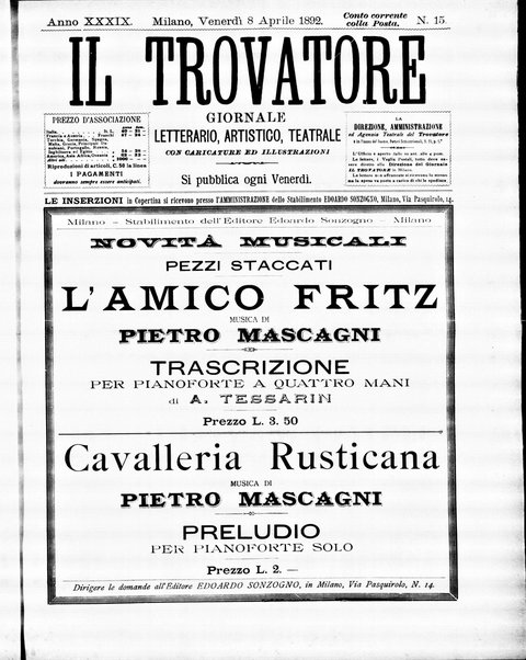 Il trovatore : giornale letterario, artistico, teatrale