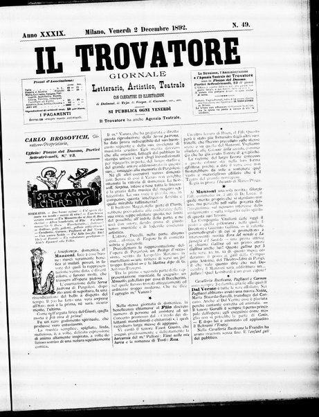 Il trovatore : giornale letterario, artistico, teatrale