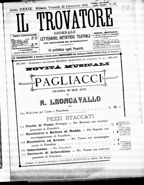 Il trovatore : giornale letterario, artistico, teatrale