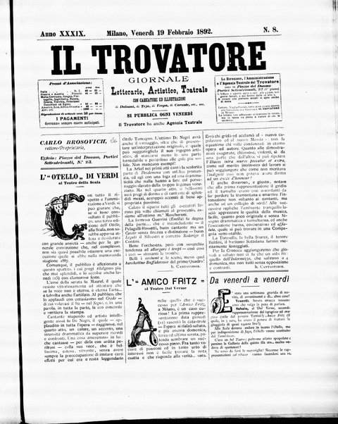 Il trovatore : giornale letterario, artistico, teatrale