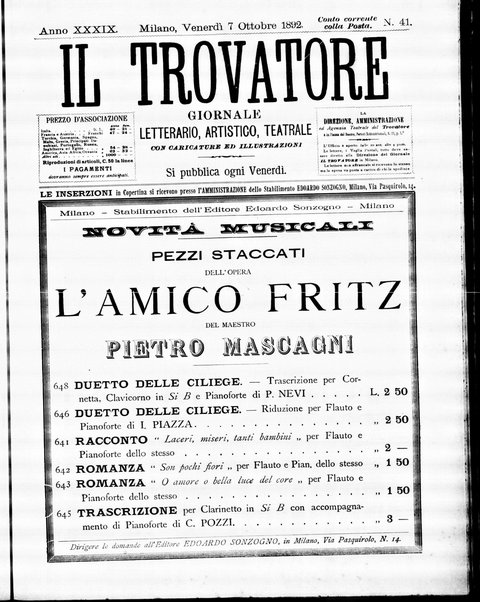 Il trovatore : giornale letterario, artistico, teatrale