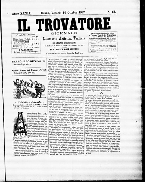 Il trovatore : giornale letterario, artistico, teatrale