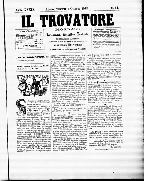 Il trovatore : giornale letterario, artistico, teatrale