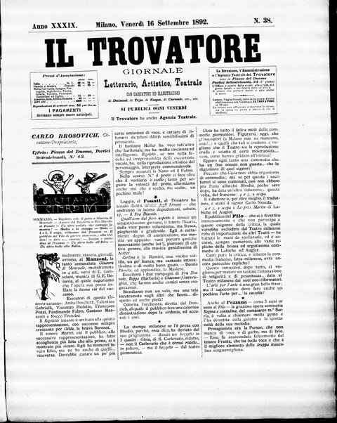 Il trovatore : giornale letterario, artistico, teatrale