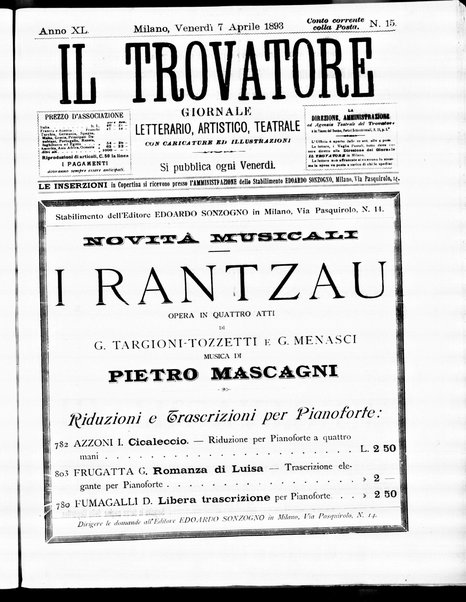 Il trovatore : giornale letterario, artistico, teatrale