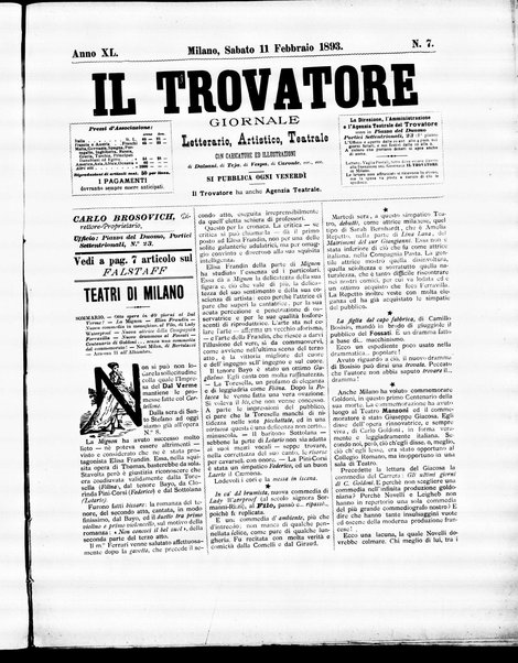 Il trovatore : giornale letterario, artistico, teatrale