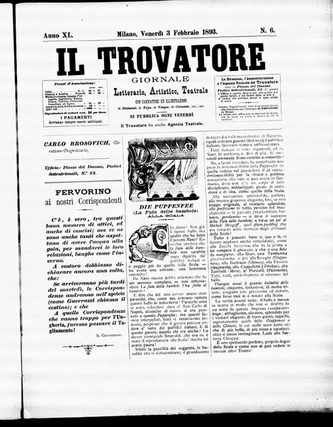 Il trovatore : giornale letterario, artistico, teatrale