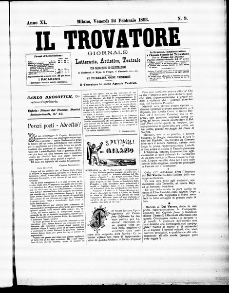 Il trovatore : giornale letterario, artistico, teatrale