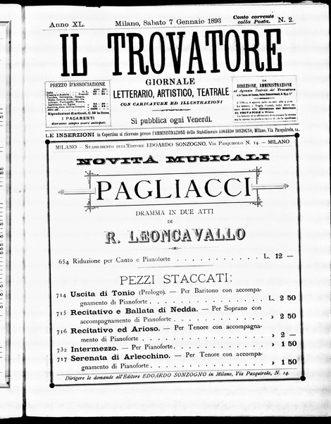 Il trovatore : giornale letterario, artistico, teatrale