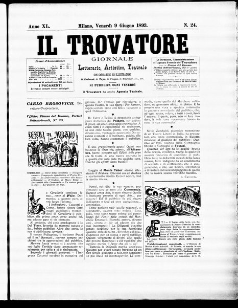 Il trovatore : giornale letterario, artistico, teatrale