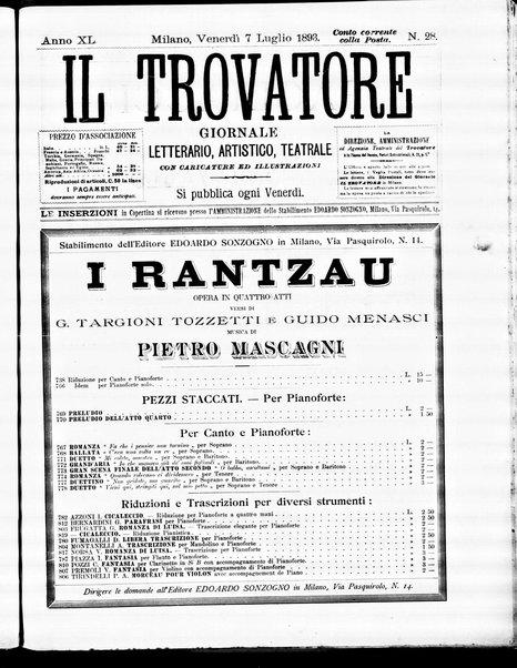 Il trovatore : giornale letterario, artistico, teatrale