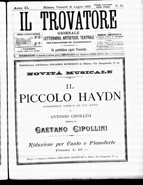 Il trovatore : giornale letterario, artistico, teatrale