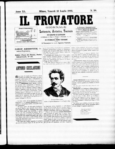 Il trovatore : giornale letterario, artistico, teatrale