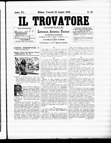 Il trovatore : giornale letterario, artistico, teatrale