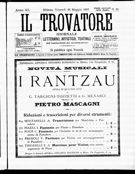 Il trovatore : giornale letterario, artistico, teatrale