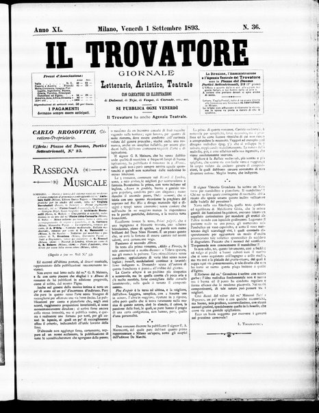 Il trovatore : giornale letterario, artistico, teatrale