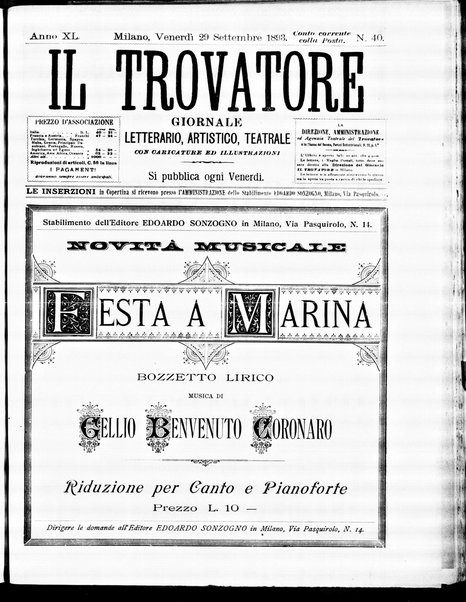 Il trovatore : giornale letterario, artistico, teatrale