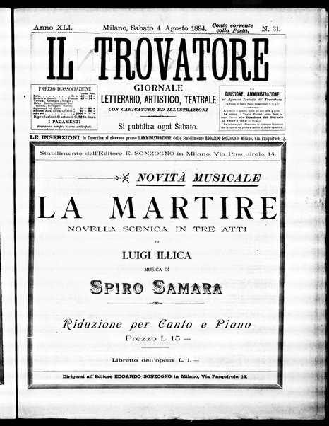 Il trovatore : giornale letterario, artistico, teatrale