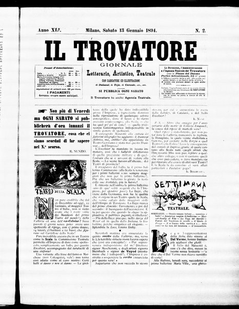 Il trovatore : giornale letterario, artistico, teatrale