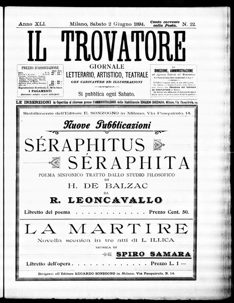 Il trovatore : giornale letterario, artistico, teatrale