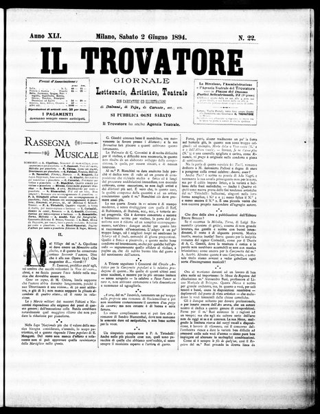 Il trovatore : giornale letterario, artistico, teatrale