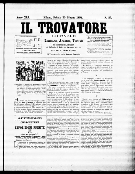 Il trovatore : giornale letterario, artistico, teatrale