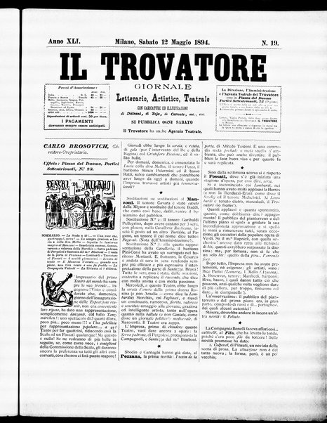 Il trovatore : giornale letterario, artistico, teatrale