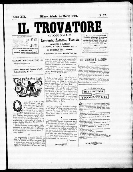 Il trovatore : giornale letterario, artistico, teatrale