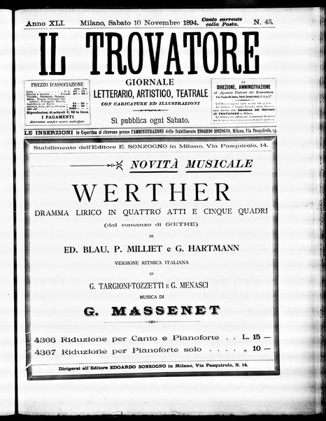 Il trovatore : giornale letterario, artistico, teatrale