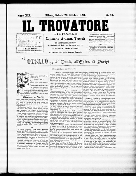 Il trovatore : giornale letterario, artistico, teatrale