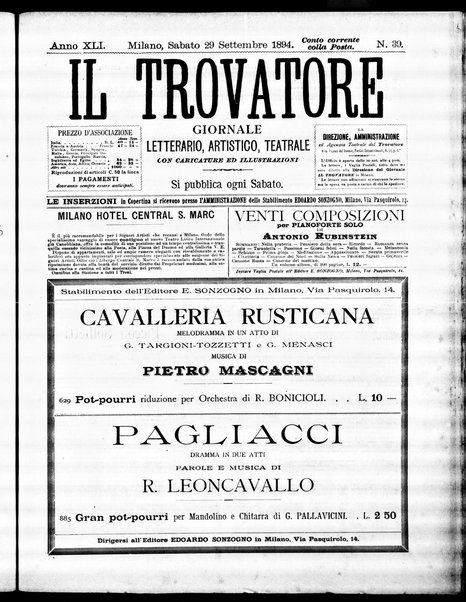 Il trovatore : giornale letterario, artistico, teatrale