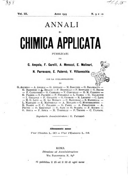 Annali di chimica applicata