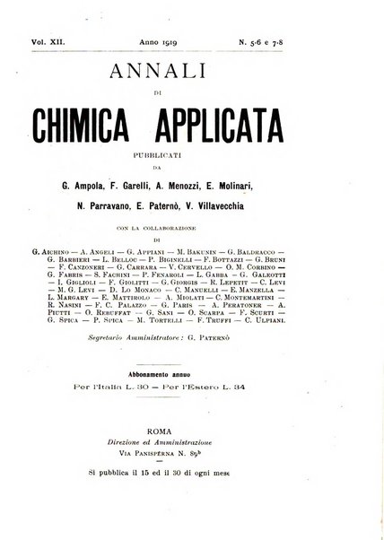 Annali di chimica applicata