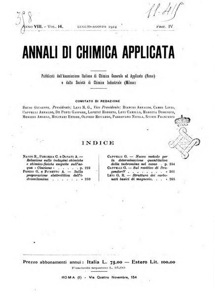 Annali di chimica applicata