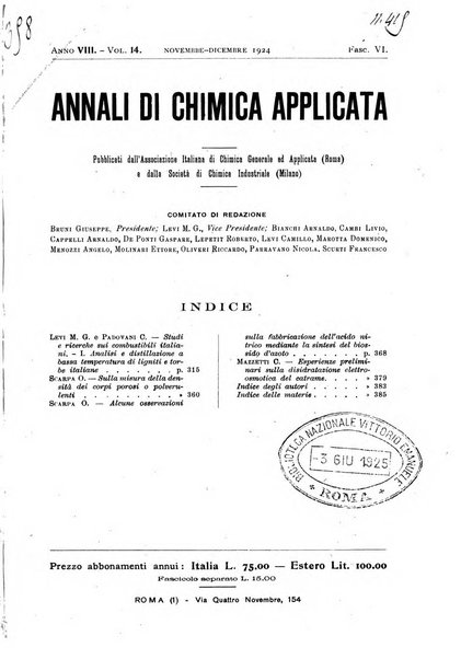 Annali di chimica applicata