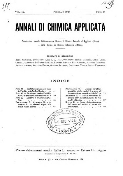 Annali di chimica applicata