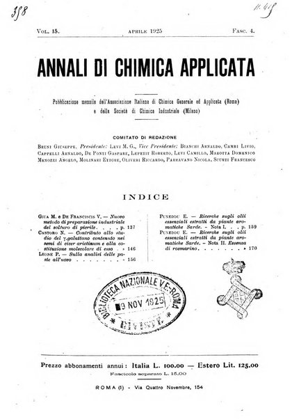 Annali di chimica applicata