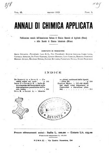 Annali di chimica applicata