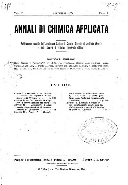 Annali di chimica applicata